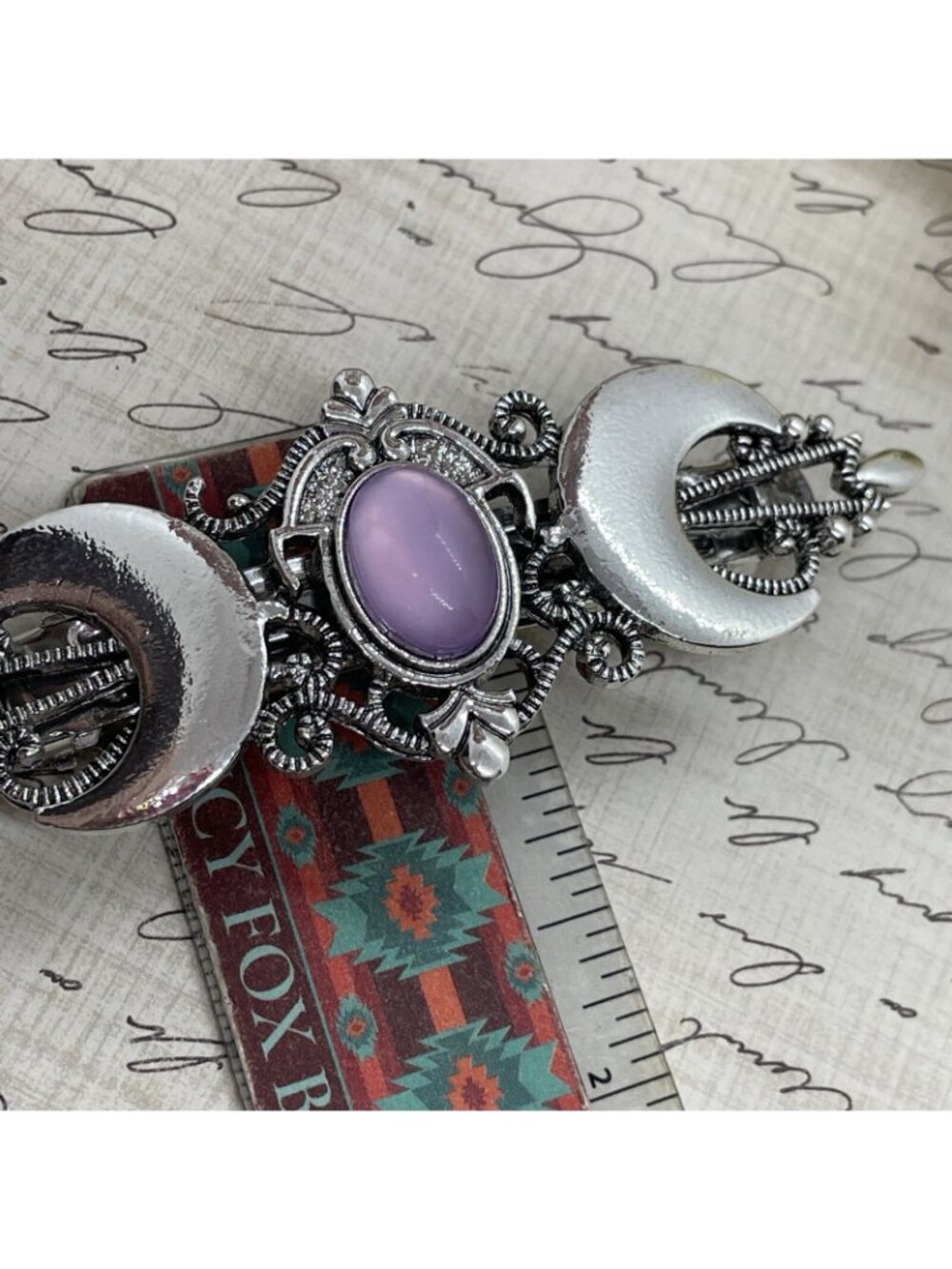 Festival Silver Purple Witch Crescent Celti Moon magic Spell Love Hair Clip Comb - Picture 8 of 12